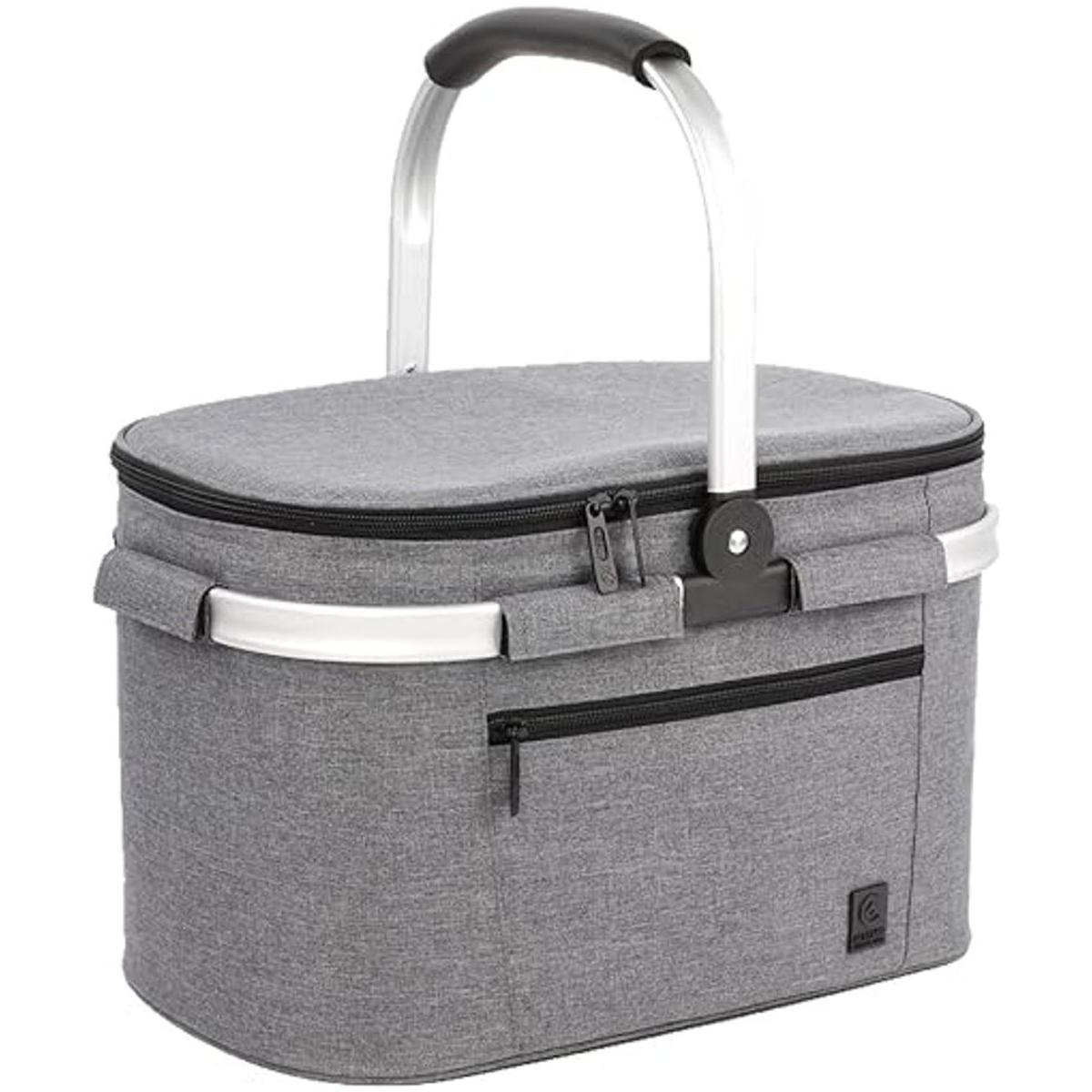 Nevera portátil AllCamp tipo cesta de picnic plegable con