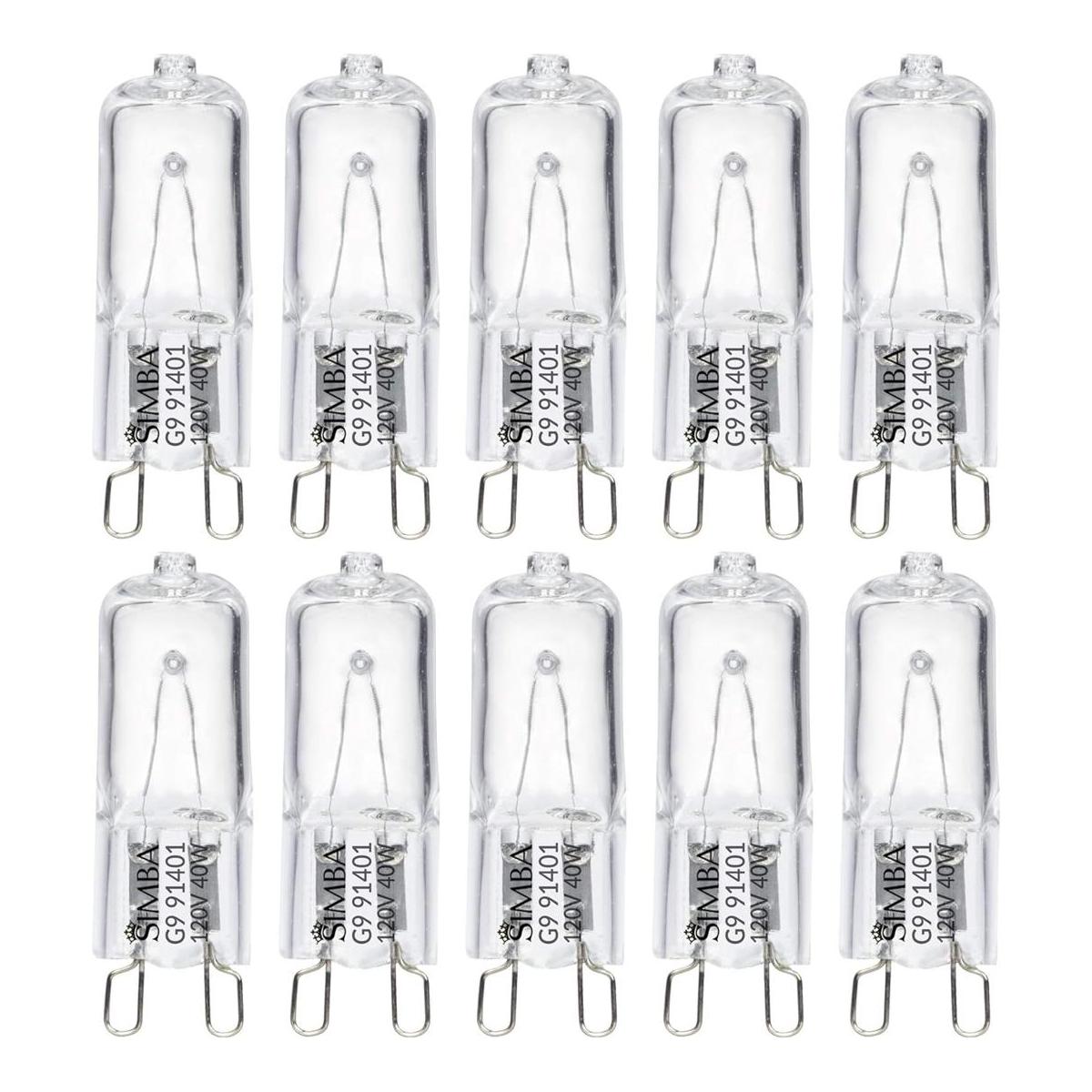 Simba Lighting Bombilla halógena G9 T4 de 40 W JCD BiPin