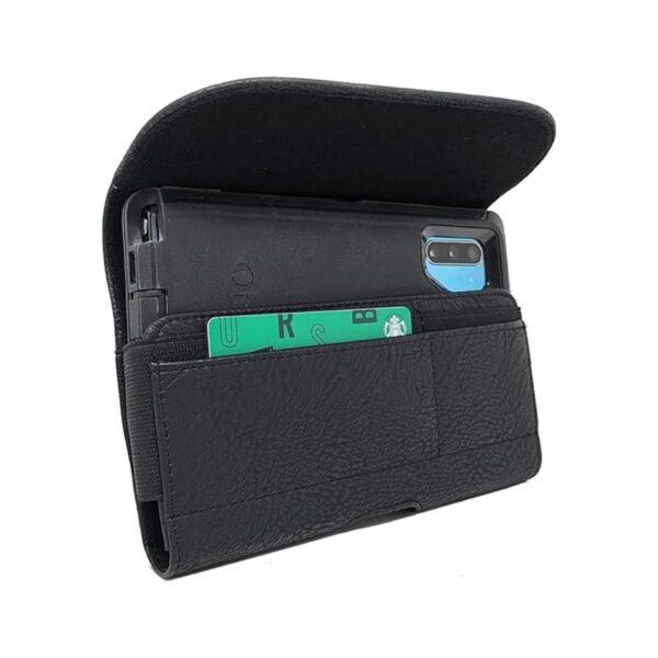 AIScell Funda tipo cartera de piel negra con clip para_2