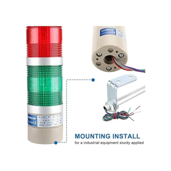 Baomain Luz de señal industrial con alarma LED de columna_3