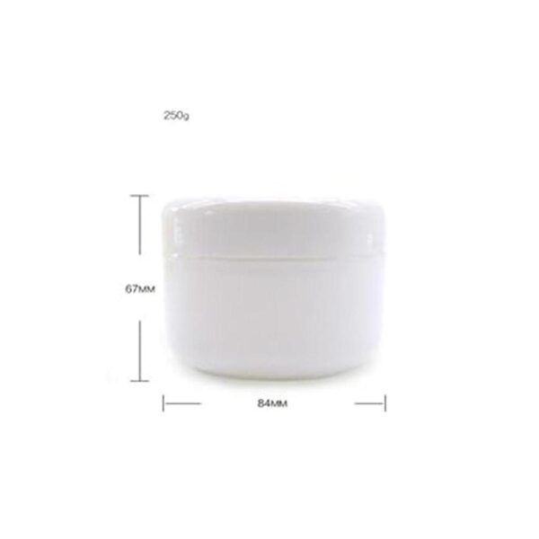 Tarro de plástico blanco de 8.82 oz con tapa de cúpula_6