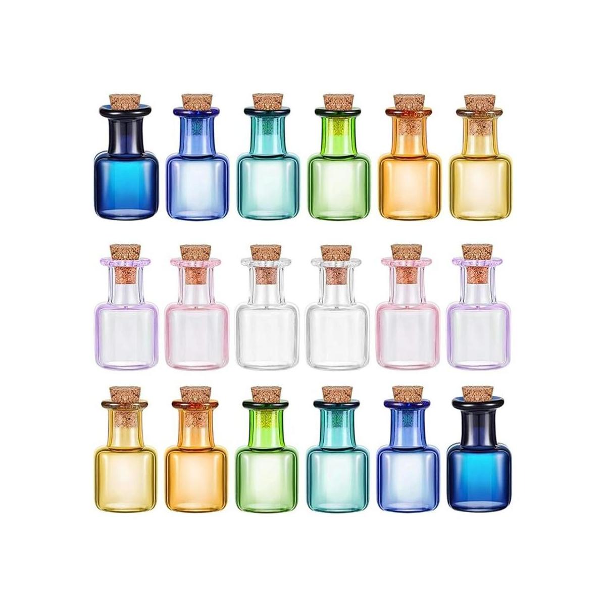 18 frascos de vidrio de colores pequeños frascos de