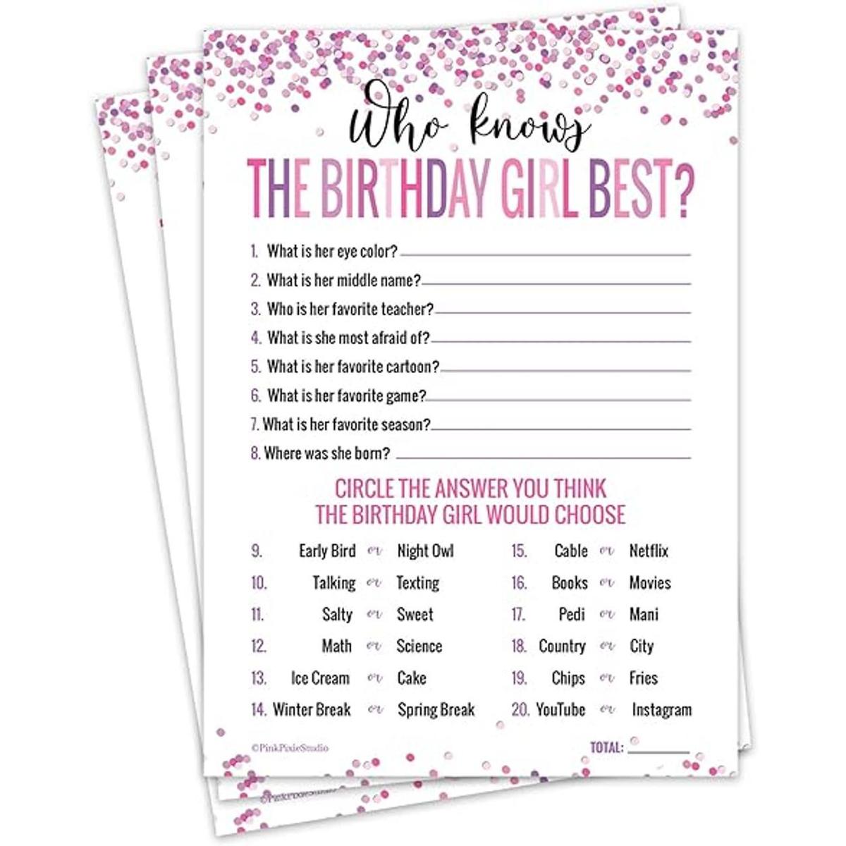 15 tarjetas de juego para niña para niños o adolescentes