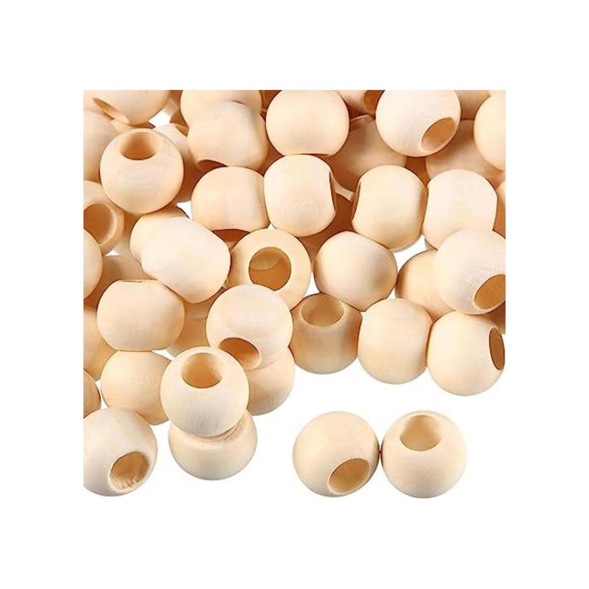 200 cuentas de madera con agujero grande de 0.787 in para
