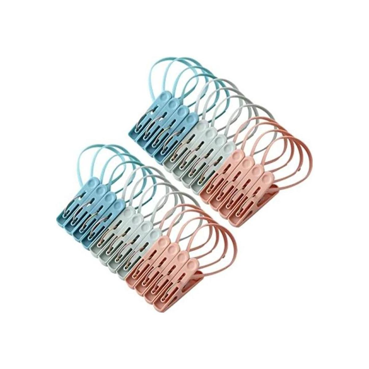 24 pinzas pequeñas para ropa con cuerda de plástico para