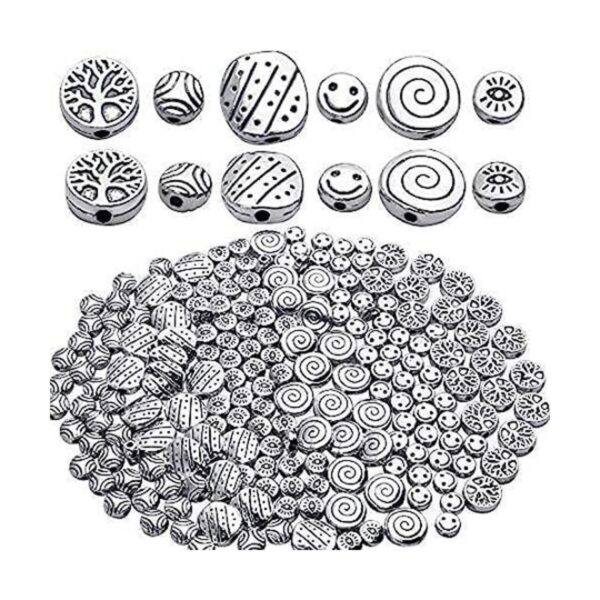 200 cuentas espaciadoras planas de plata envejecida_1