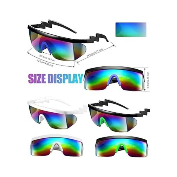 3 Pairs Neon Semi Rimless Goggle Sunglasses Rainbow Lens_2