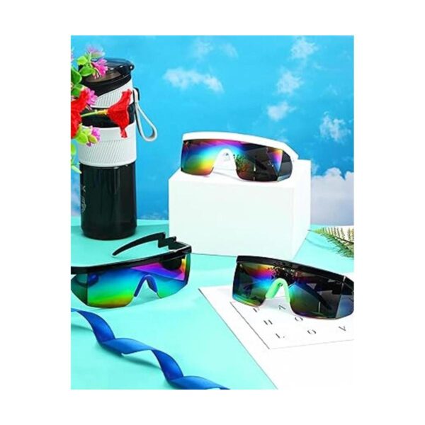 3 Pairs Neon Semi Rimless Goggle Sunglasses Rainbow Lens_3