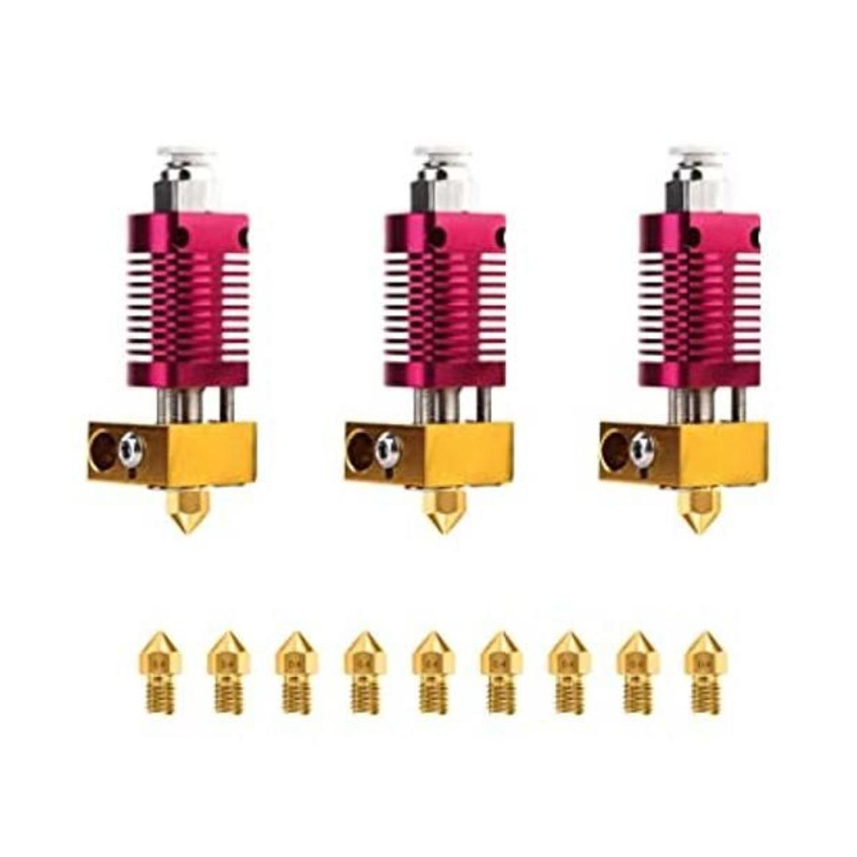 3 piezas extrusoras de impresora 3D Hotend con 9 boquillas