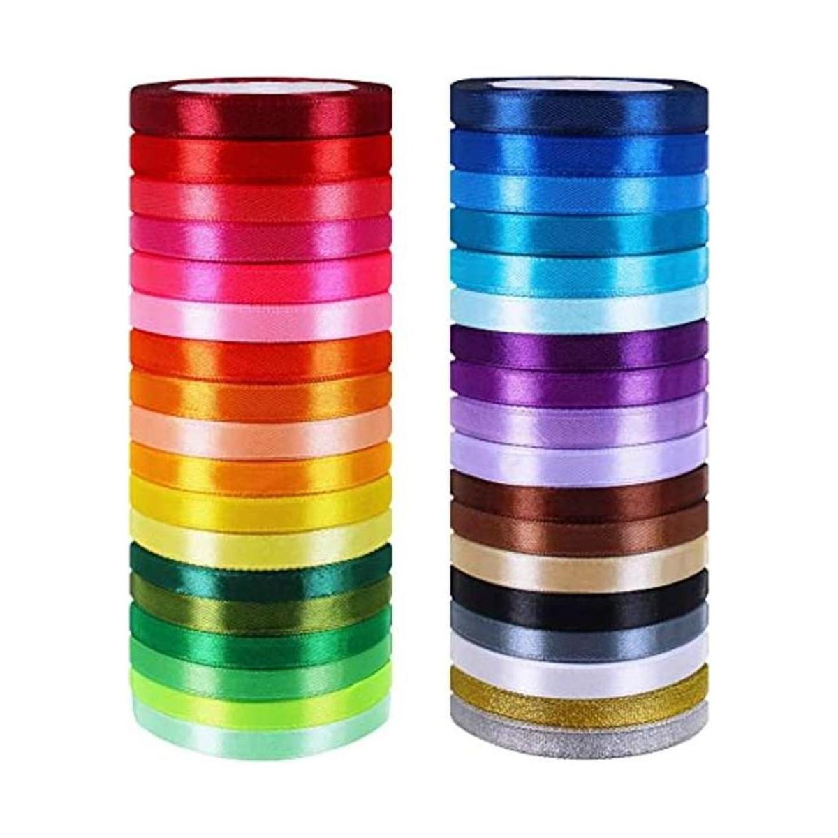36 colores 900 yardas de cinta de satén metálica con