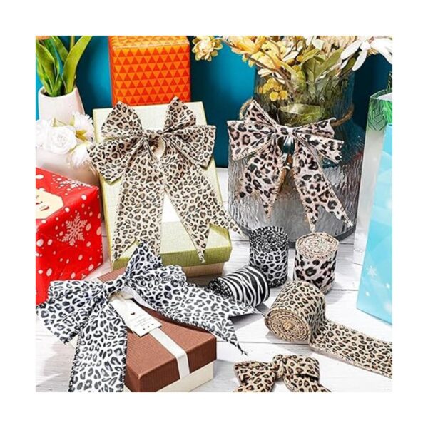 4 rollos de cinta con estampado de leopardo de 20 yardas_3