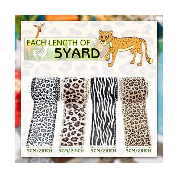 4 rollos de cinta con estampado de leopardo de 20 yardas_2