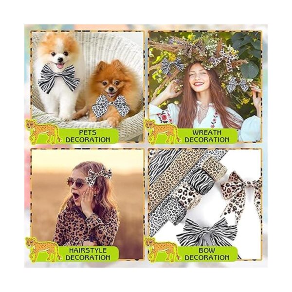 4 rollos de cinta con estampado de leopardo de 20 yardas_5