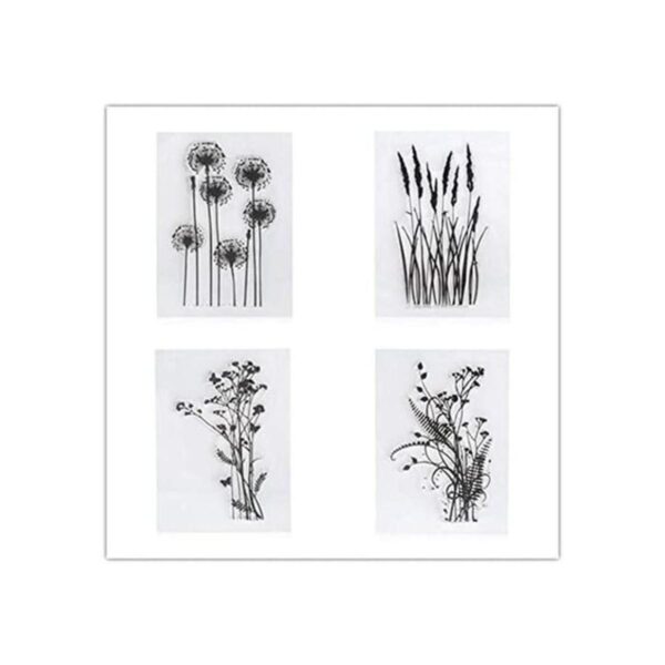4 sellos transparentes de diente de león flores de_1