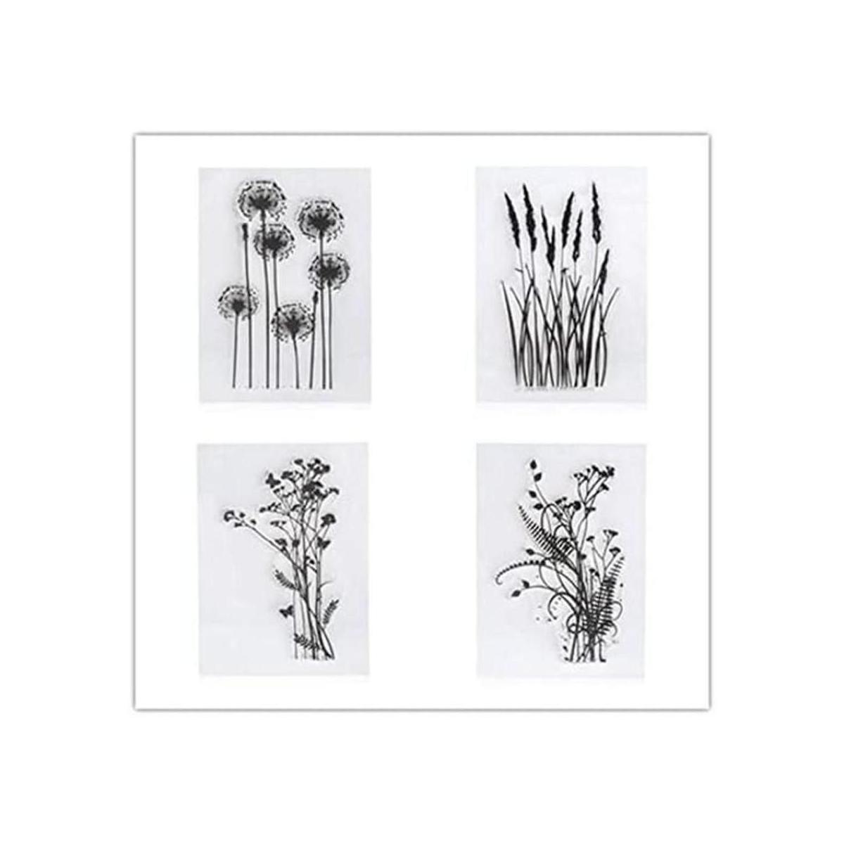 4 sellos transparentes de diente de león flores de