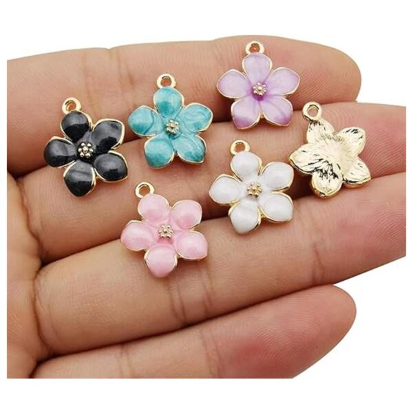 40 dijes de flores de cerezo esmaltados chapados en oro_2