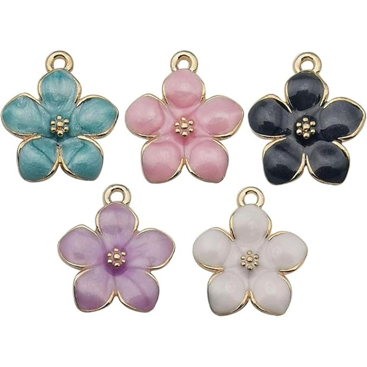40 dijes de flores de cerezo esmaltados chapados en oro