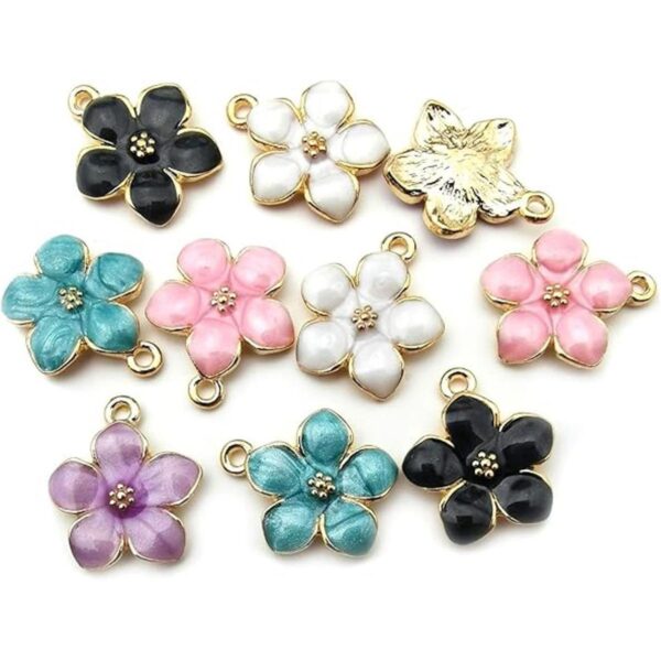 40 dijes de flores de cerezo esmaltados chapados en oro_3