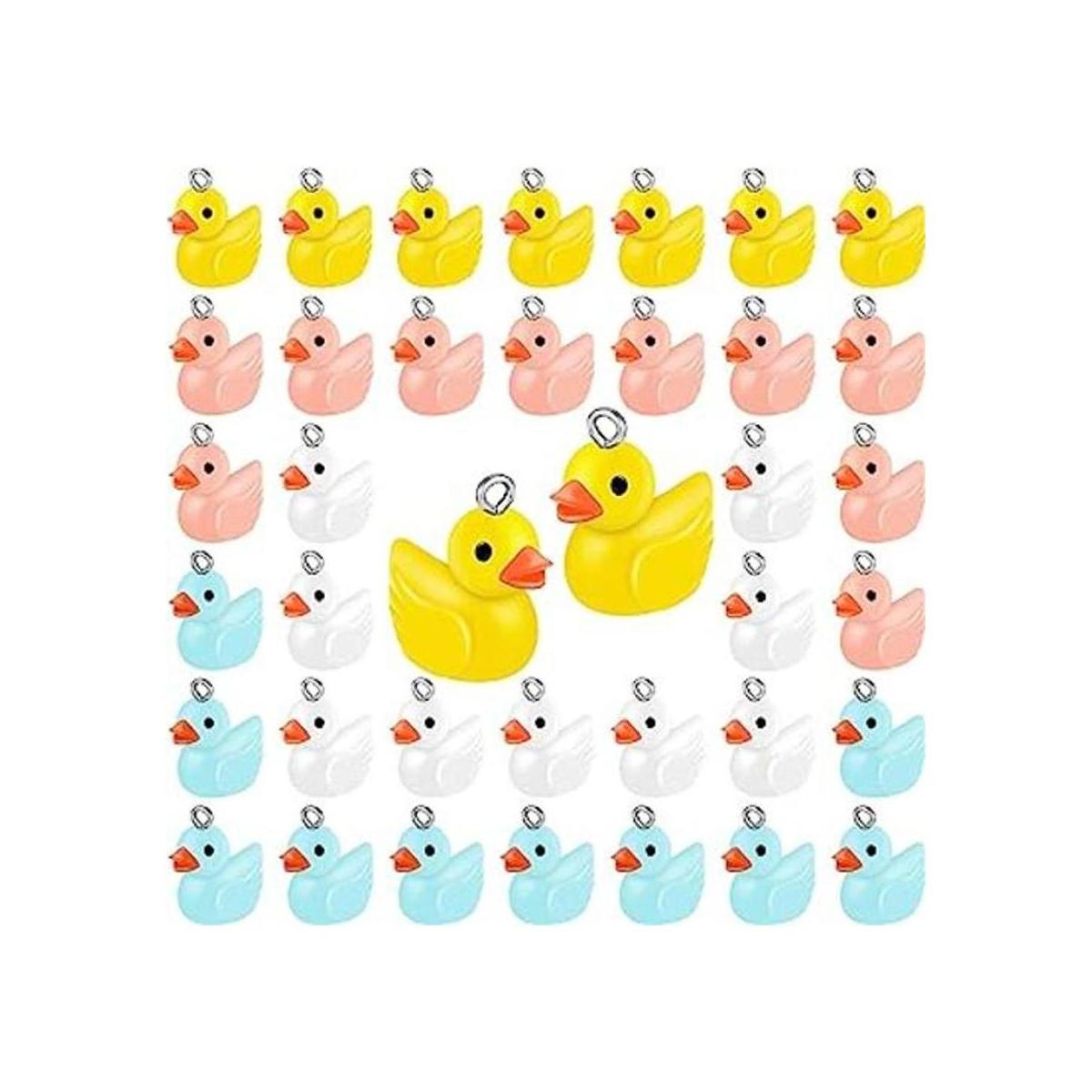 40 piezas de abalorios de patos de resina de patos de