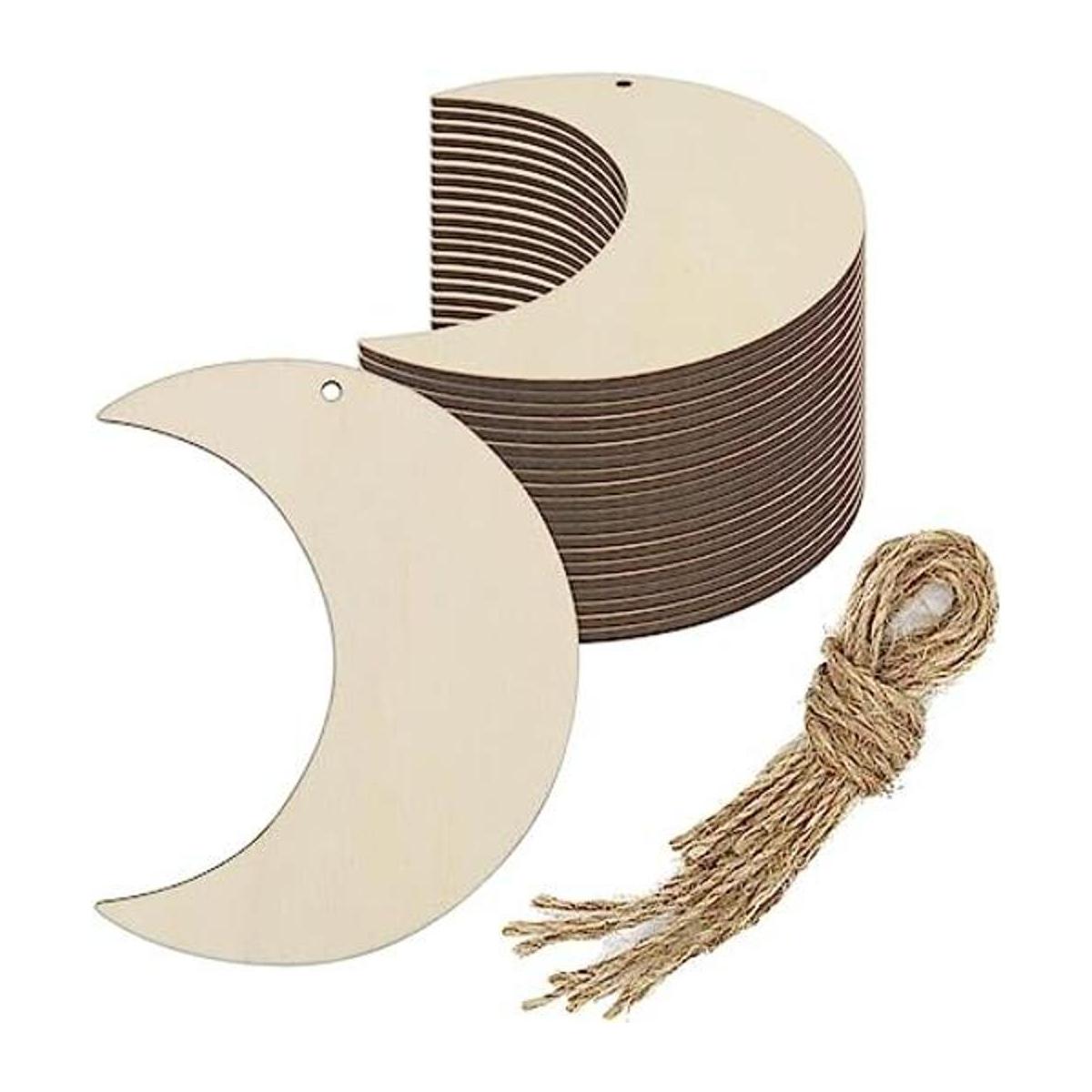 40 piezas de madera de luna para manualidades recortes de
