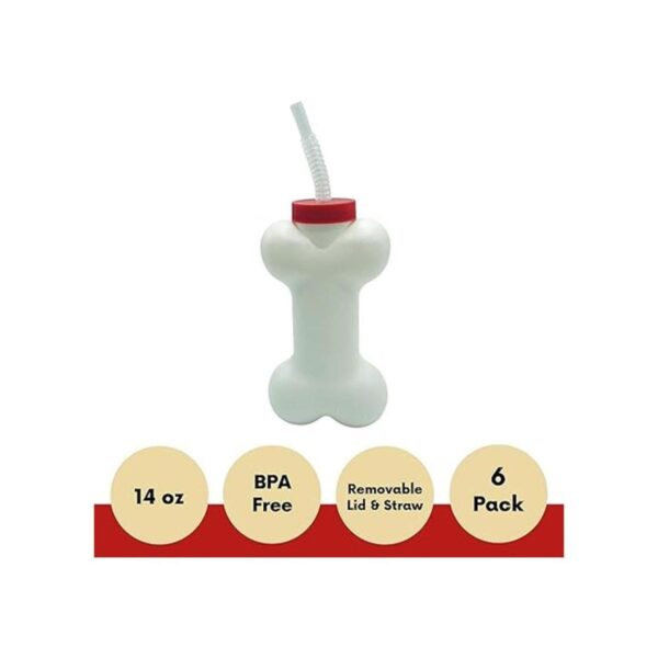 4Es Novelty Tazas de hueso para perro con popote