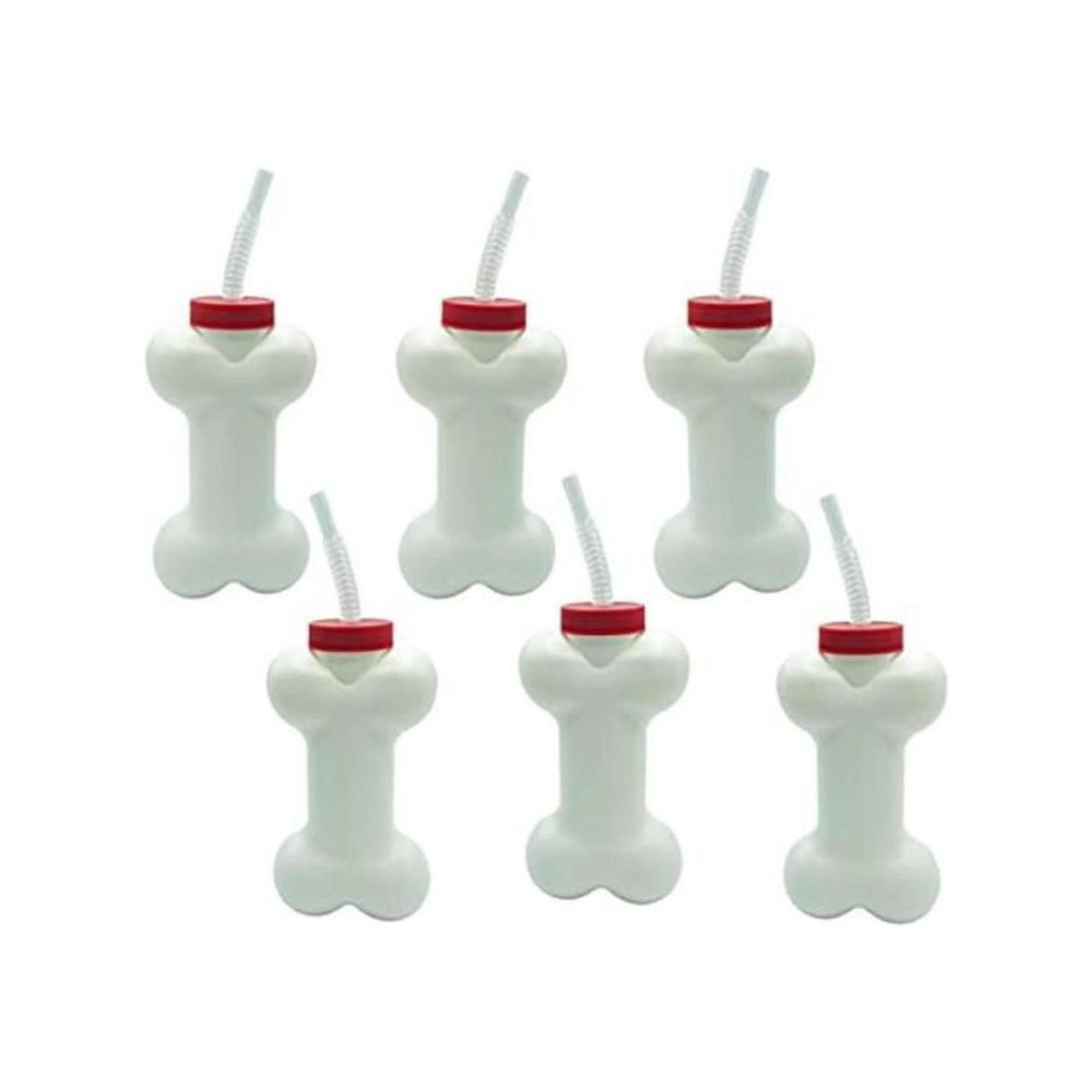 4Es Novelty Tazas de hueso para perro con popote