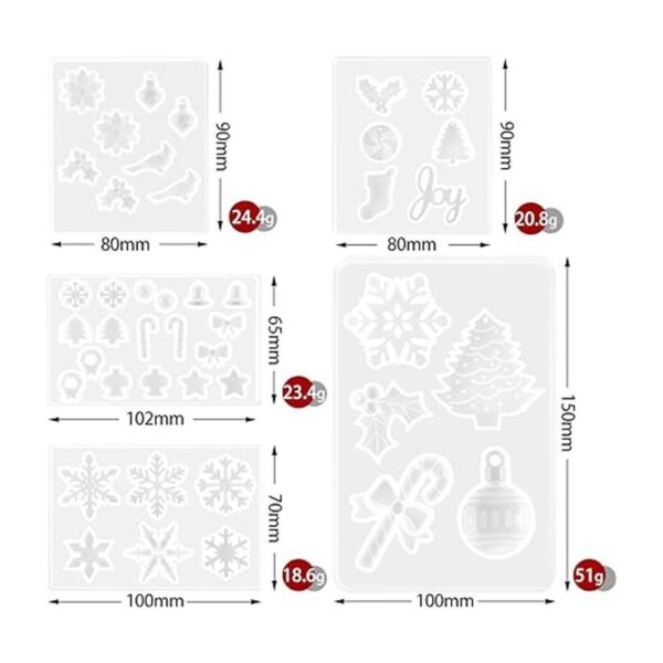 5 moldes de resina de Navidad molde de Navidad molde de