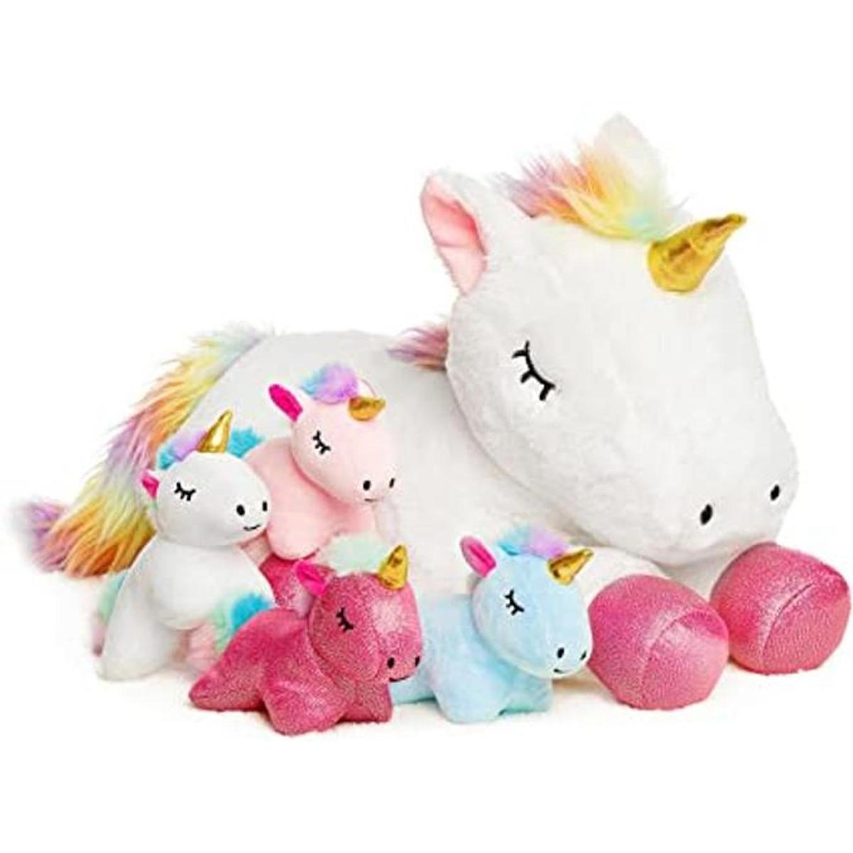 5 piezas de animales de peluche de unicornio para niñas y