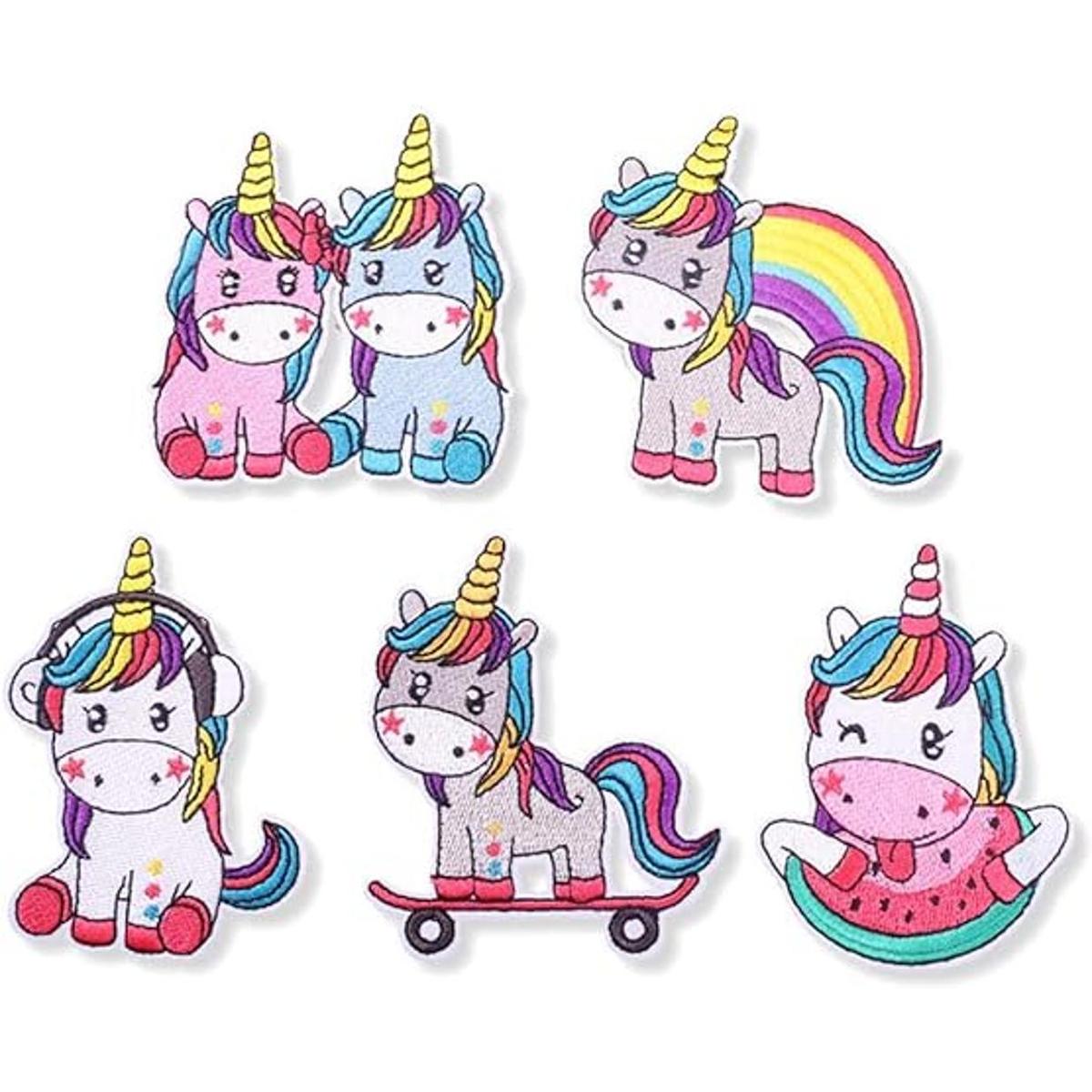 5 unidsset parche bordado unicornio coser en el parche de