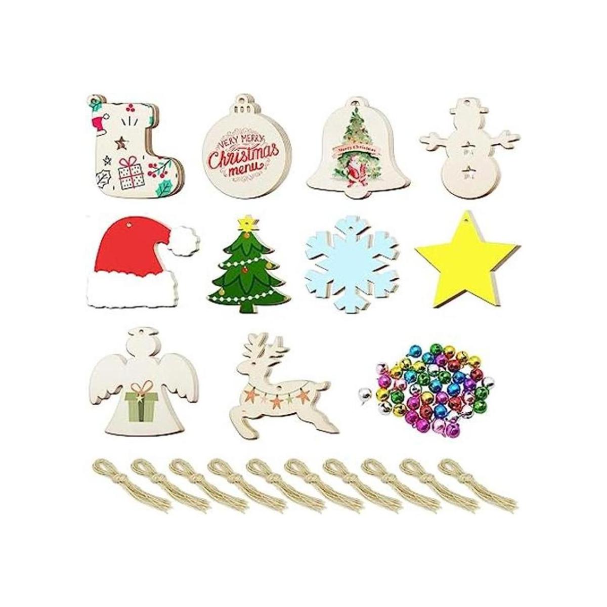 50 adornos de madera de Navidad sin acabar 10 estilos de