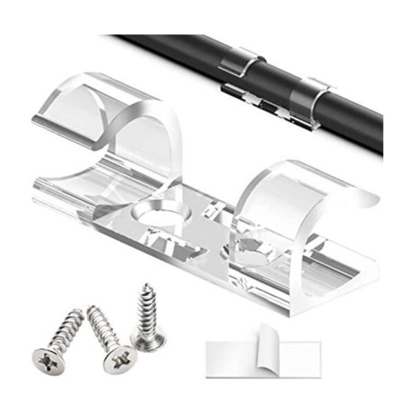 50 clips de cable resistentes transparentes con 100