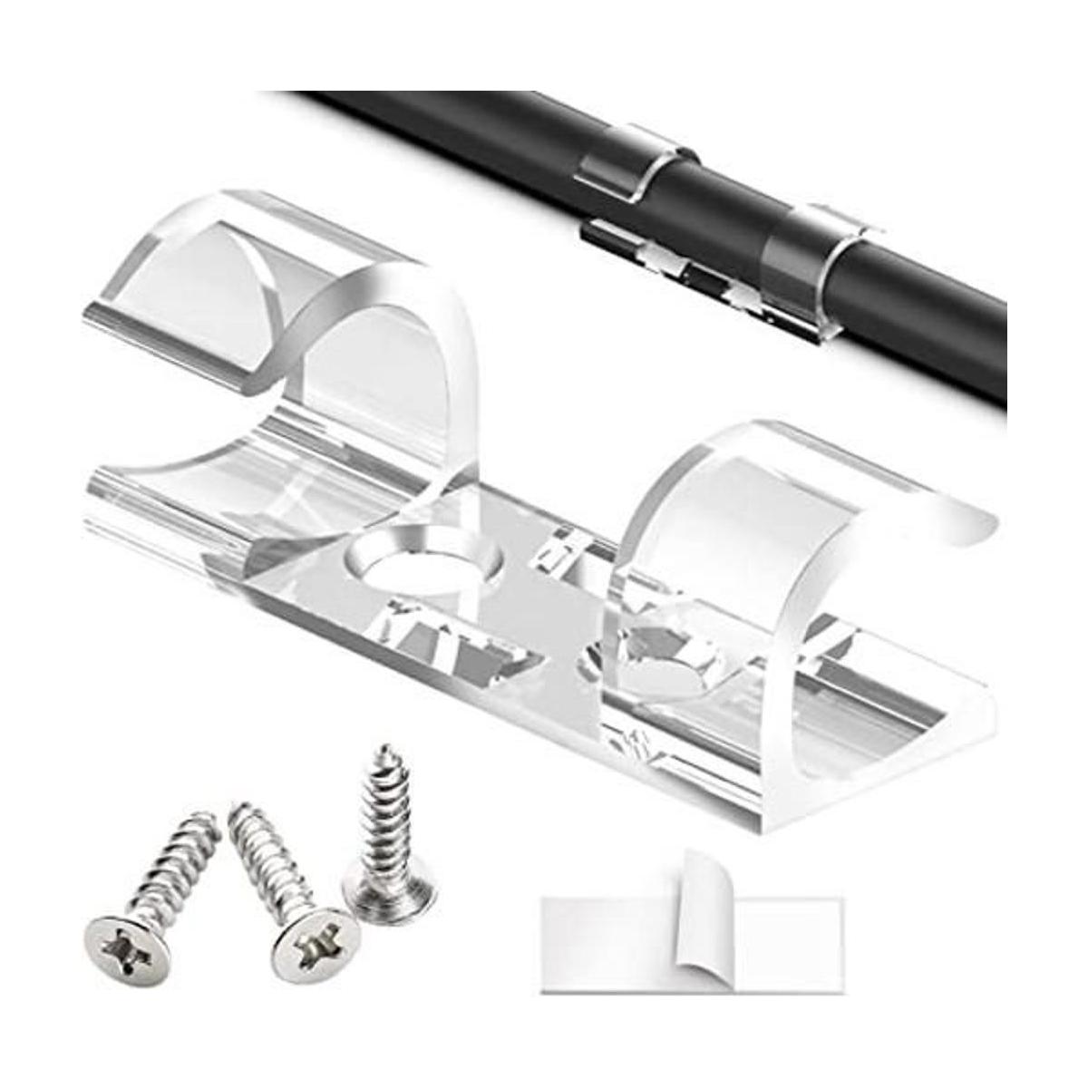 50 clips de cable resistentes transparentes con 100