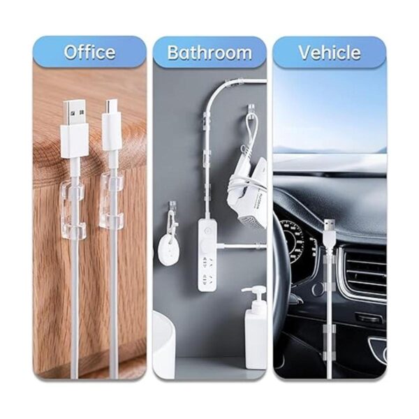 50 clips de cable resistentes transparentes con 100