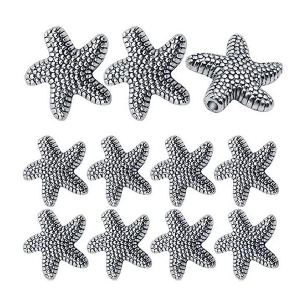 50 cuentas espaciadoras de estrella de mar de plata_1