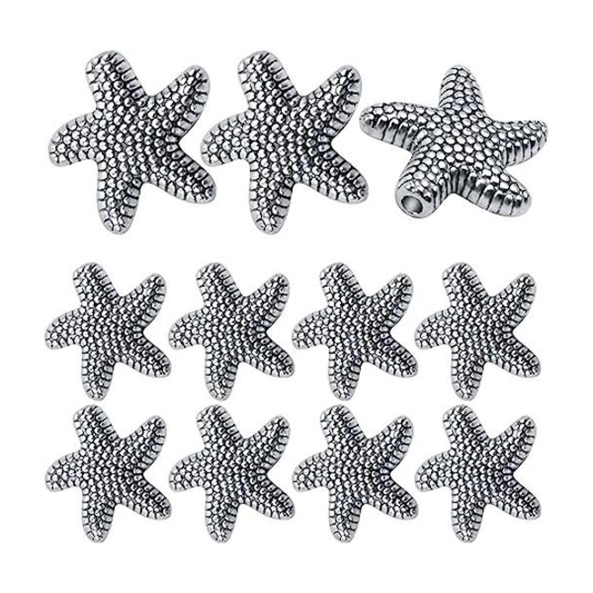 50 cuentas espaciadoras de estrella de mar de plata