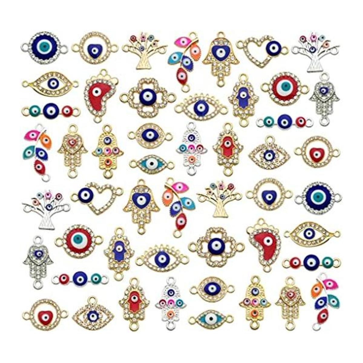 50 dijes de cuentas contra el mal de ojo para hacer joyas