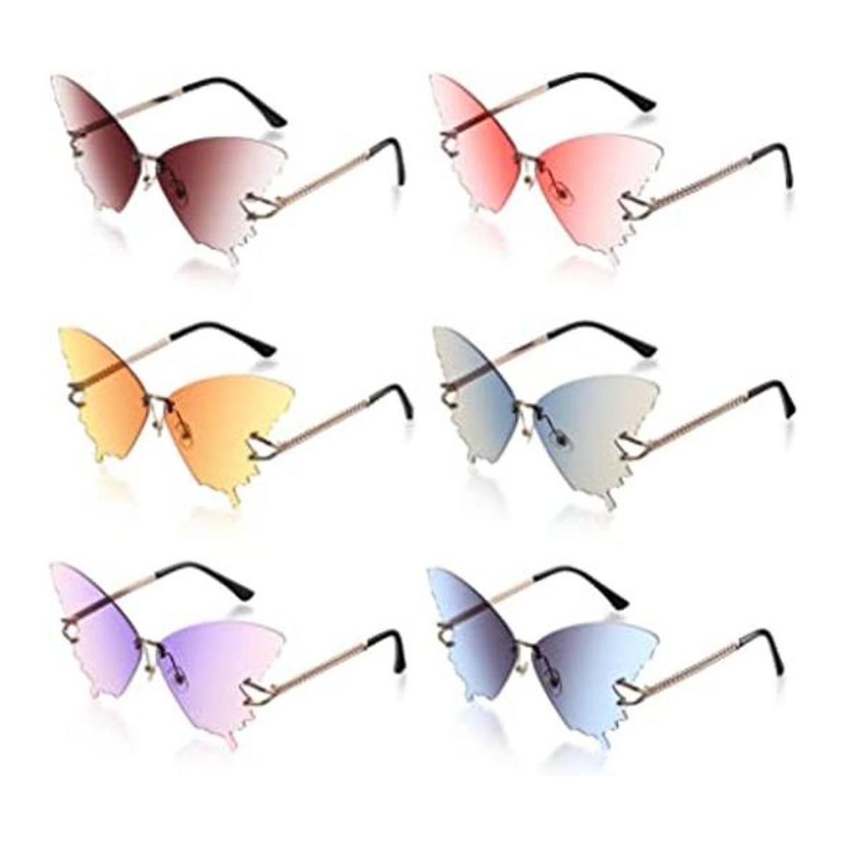 6 pares de lentes de sol sin montura de mariposa vintage