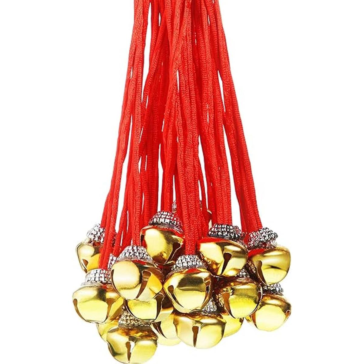 60 paquetes de collar de cascabel de Navidad grande de oro