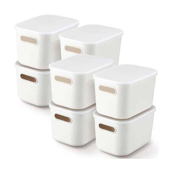 8 cubos de almacenamiento de plástico con tapas caja de_1