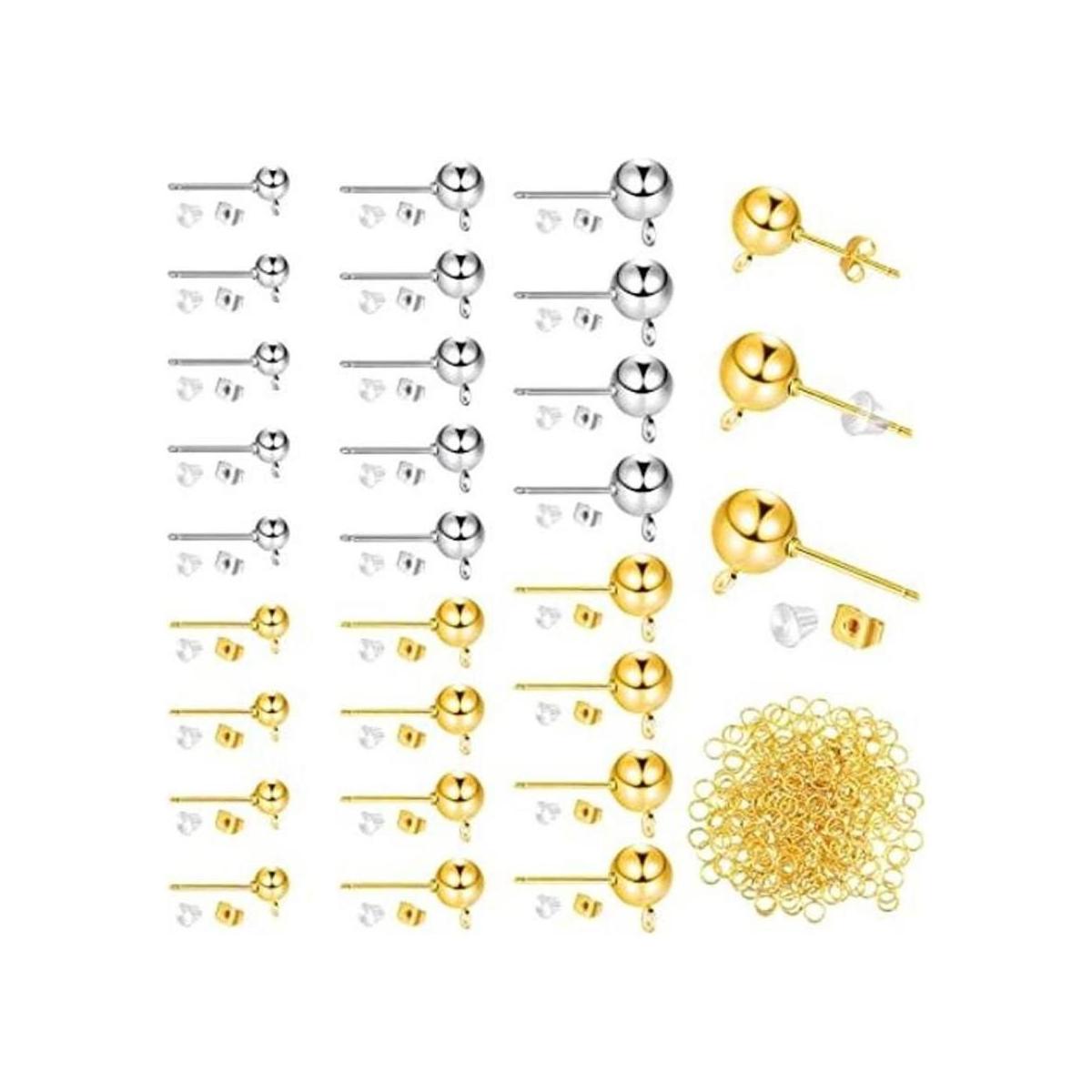 780 piezas de 3 tamaños de aretes de bola con lazo de