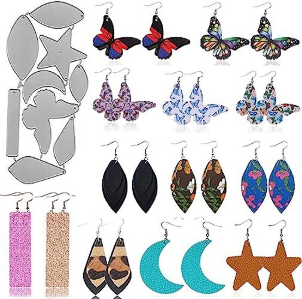 9 piezas de pendientes con diseño de estrella y luna