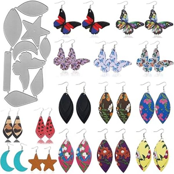 9 piezas de pendientes con diseño de estrella y luna_3
