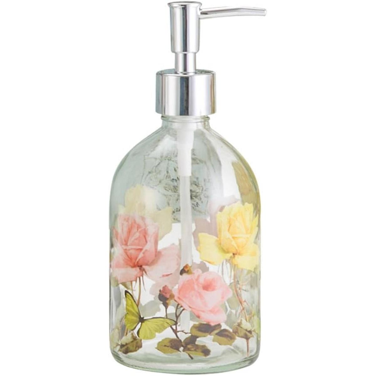 A Ting Dispensador de jabón de vidrio floral y mariposa