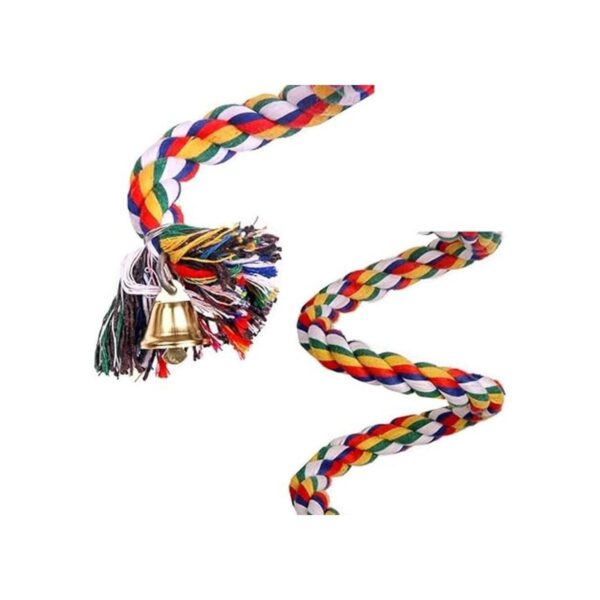 ANIAC Bird Spiral Cotton Rope Perches with Bell Parrots_4