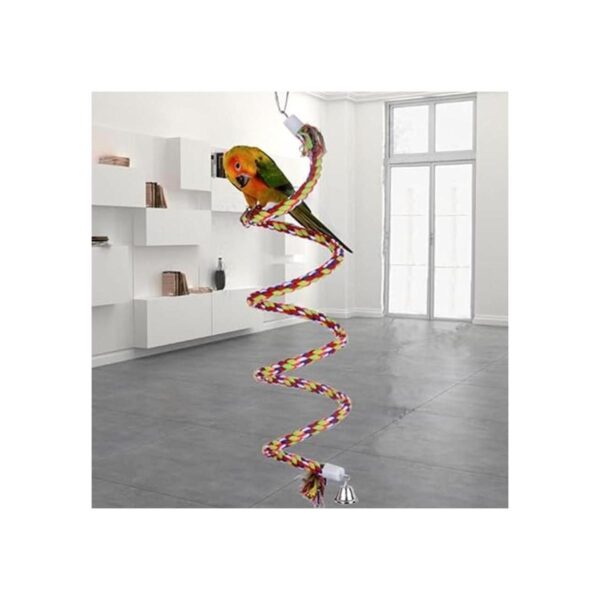 ANIAC Bird Spiral Cotton Rope Perches with Bell Parrots_2