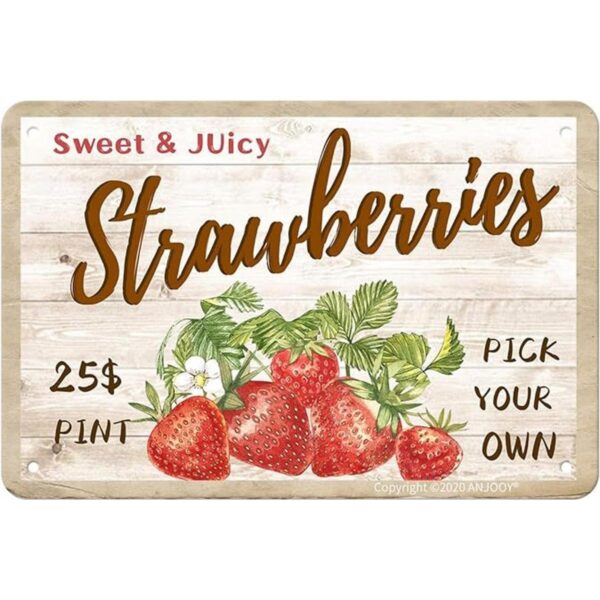 ANJOOY Sweet Juicy Strawberries Pick Your Own Letrero de
