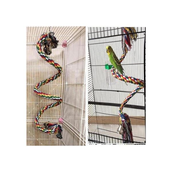 ANIAC Bird Spiral Cotton Rope Perches with Bell Parrots_5