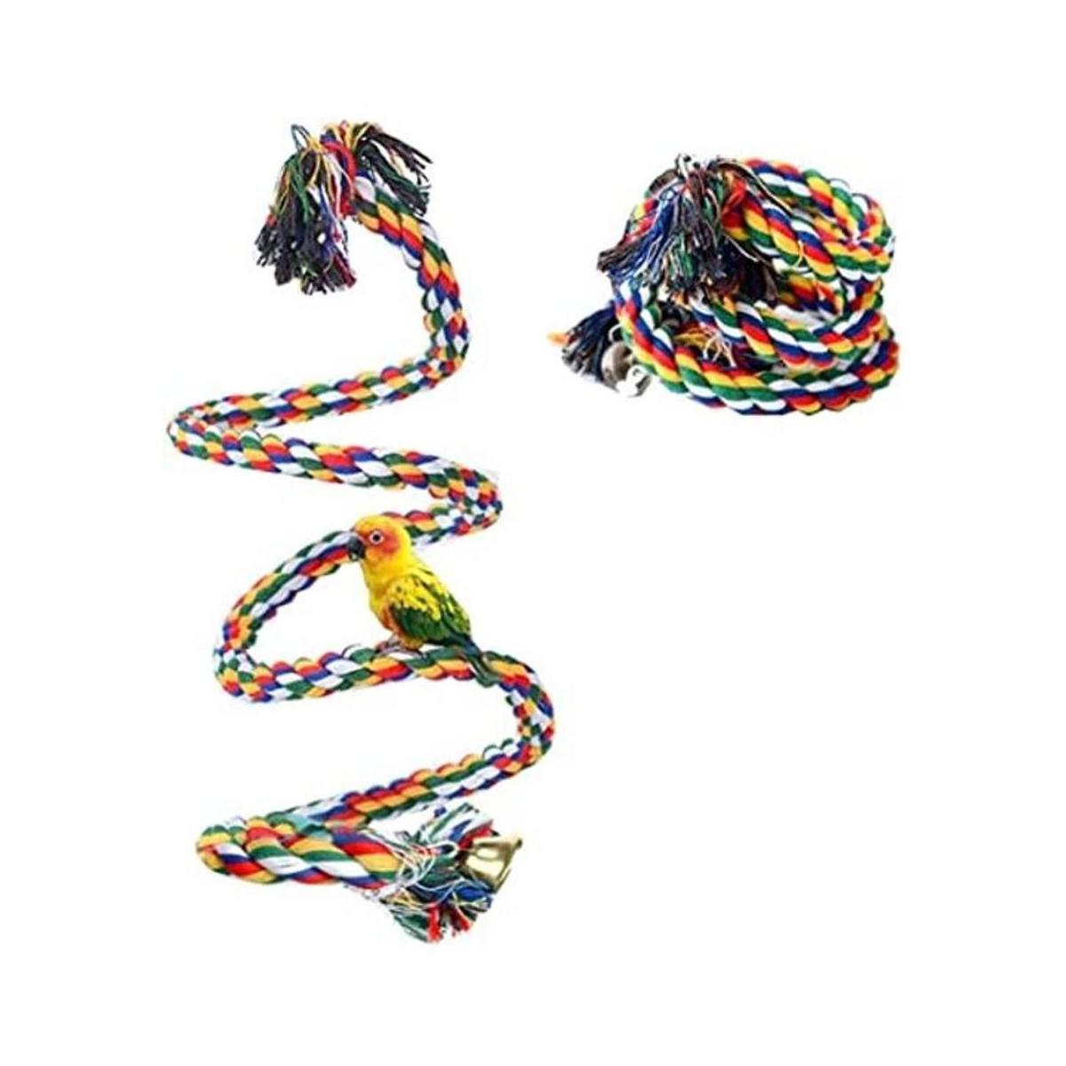 ANIAC Bird Spiral Cotton Rope Perches with Bell Parrots