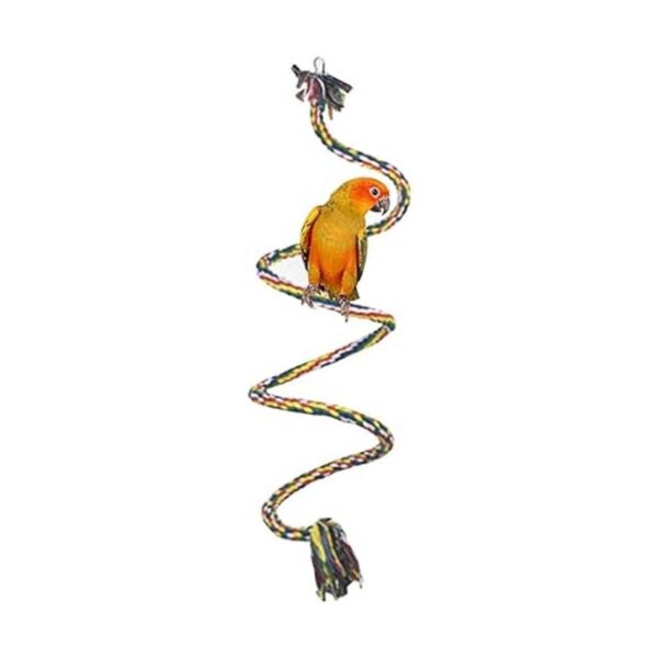 ANIAC Bird Spiral Cotton Rope Perches with Bell Parrots_6