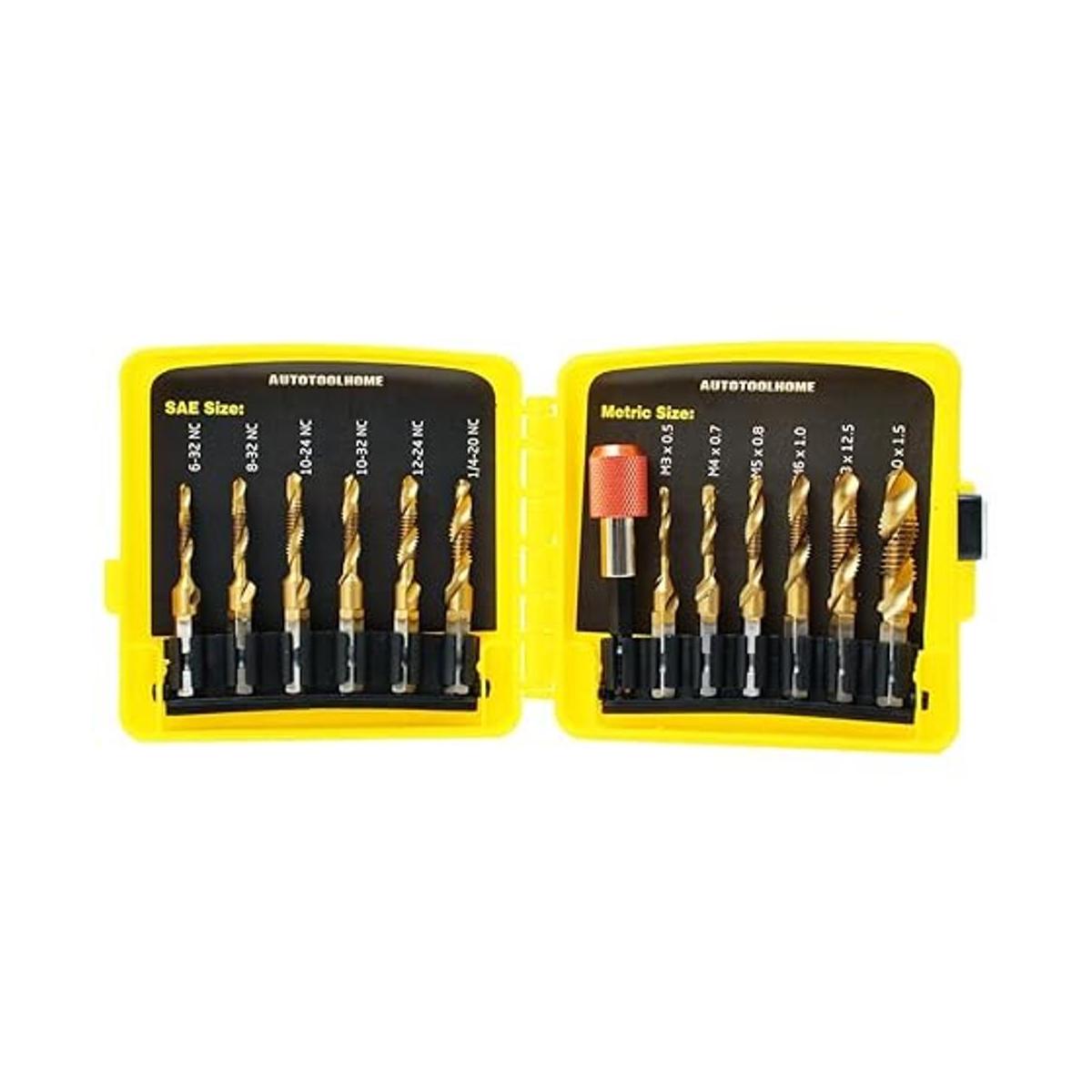 AUTOTOOLHOME Juego de brocas de titanio con combinación de
